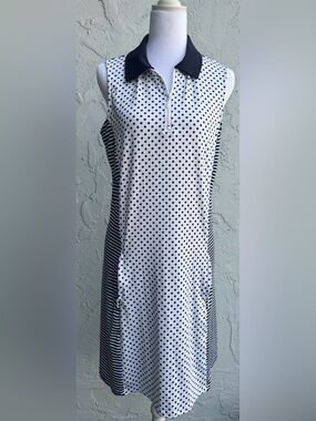 GGBlue Luxe Sport Polka Dot Striped Golf Tennis Dress M